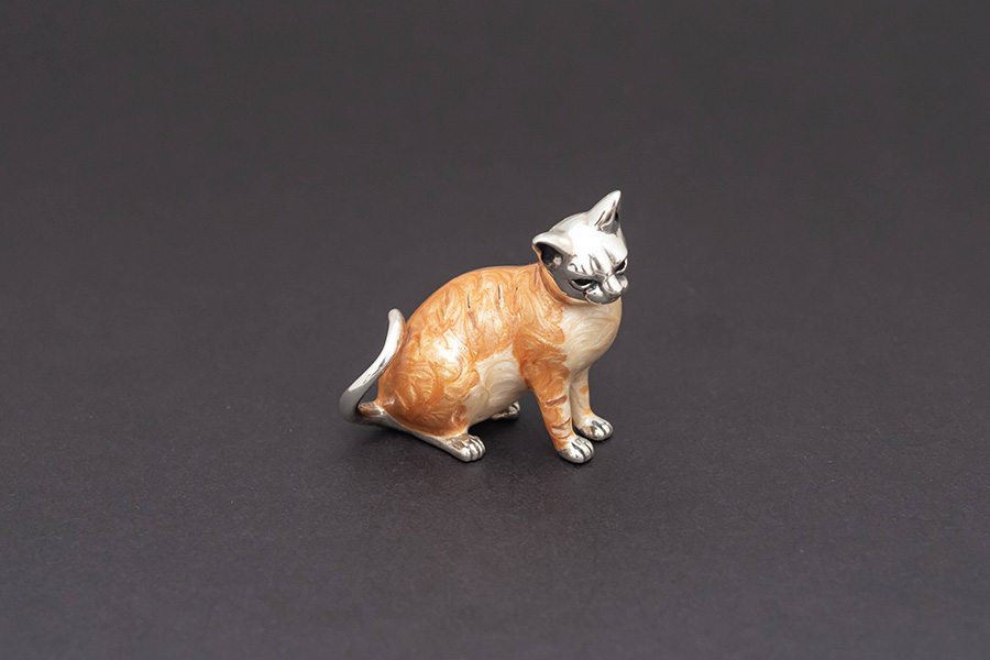 マッピン&ウェッブ エナメルキャット(スターリングシルバー)