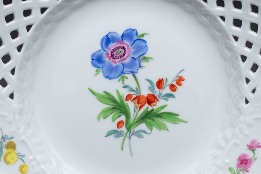 マイセン ベーシックフラワー(二つ花) 16cmメッシュプレート