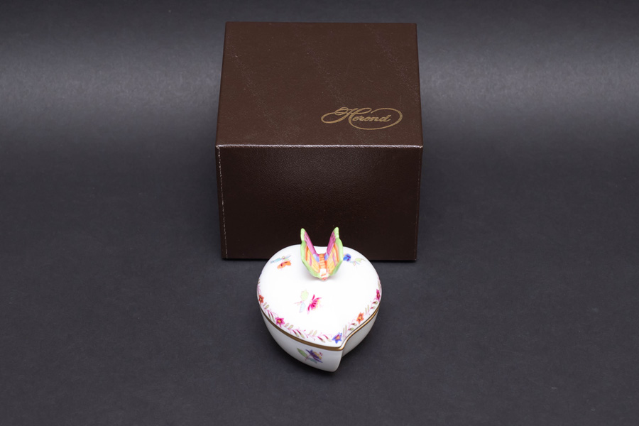 ヘレンド 南京ブーケ ハート型小物入れ