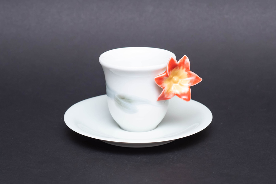 リヤドロ フラワーハンドル(クリビア) デミタスカップ&ソーサー『Taza Clivia con Plato』