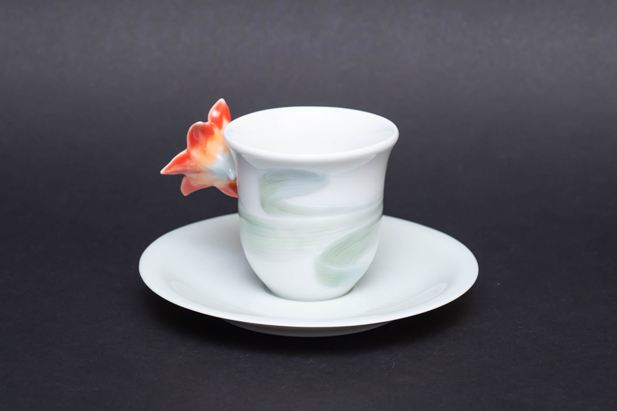 リヤドロ フラワーハンドル(クリビア) デミタスカップ&ソーサー『Taza Clivia con Plato』