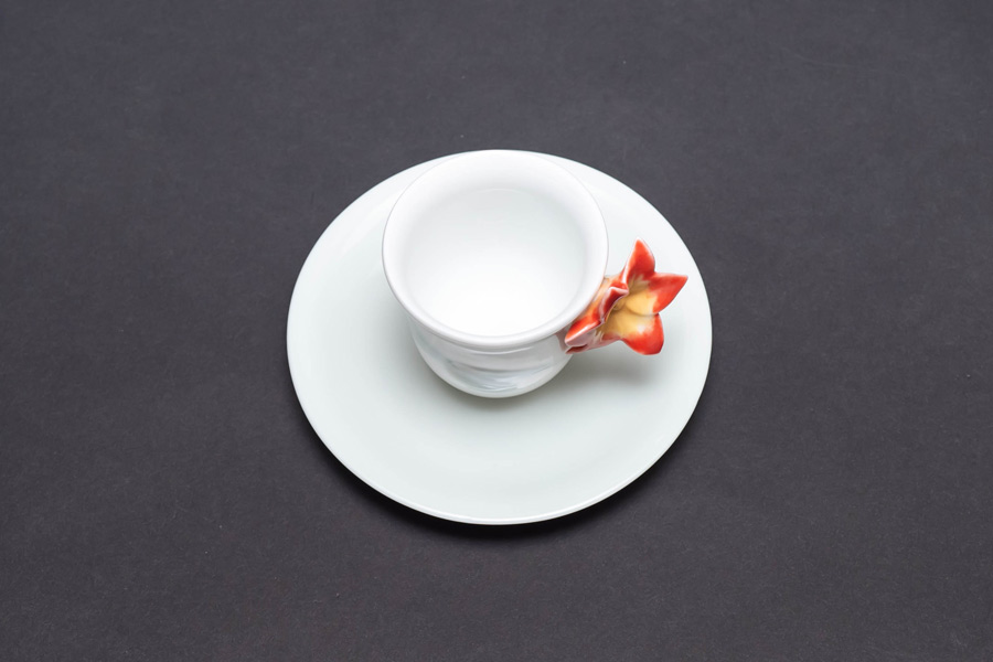 リヤドロ フラワーハンドル(クリビア) デミタスカップ&ソーサー『Taza Clivia con Plato』