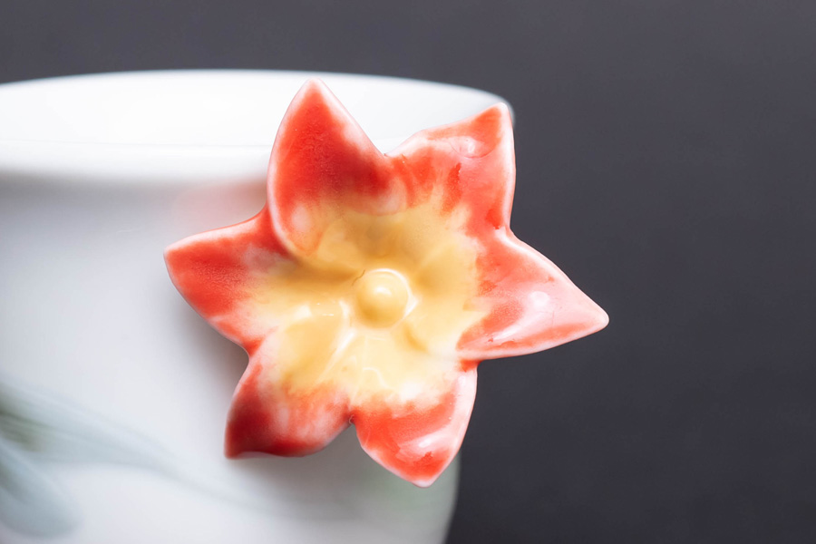 リヤドロ フラワーハンドル(クリビア) デミタスカップ&ソーサー『Taza Clivia con Plato』